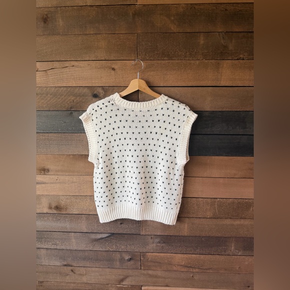 Vintage 80s Sugar Co Ltd Knit Sweater Vest Floral Cottagecore Cream - Picture 10 of 13